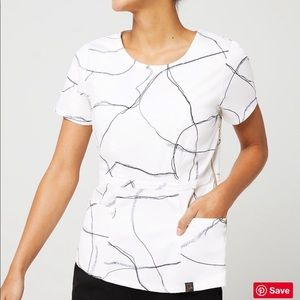 Jaanuu Peplum Scrub Top “Marble” Size: XS